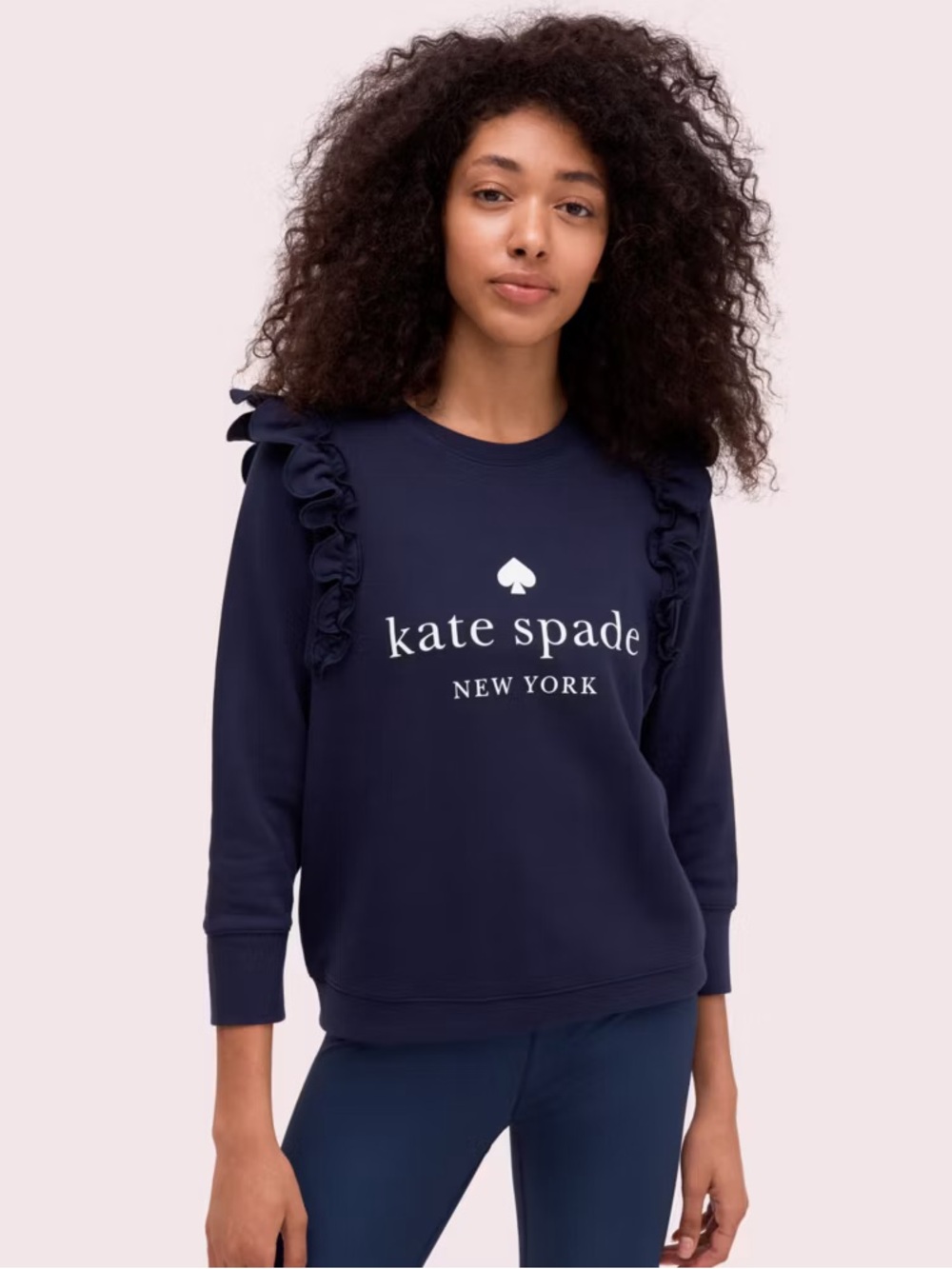 Kate Spade Scallop Ruffle Shoulder Logo Pullover Sweatshirt
